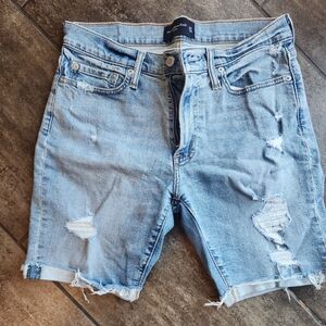 Distressed Light Blue Denim Shorts
